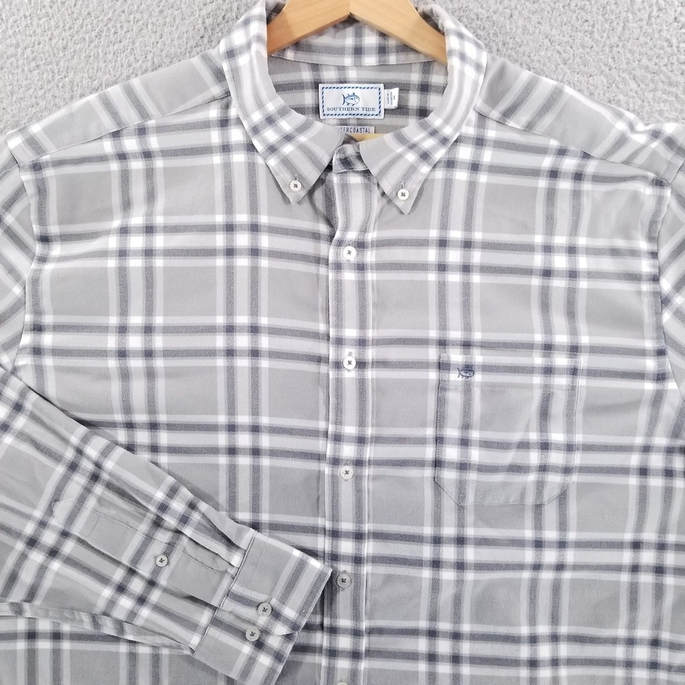 Southern Tide Shirt Men XXL Gray Intercoastal Performance Flannel Outdoor Casual